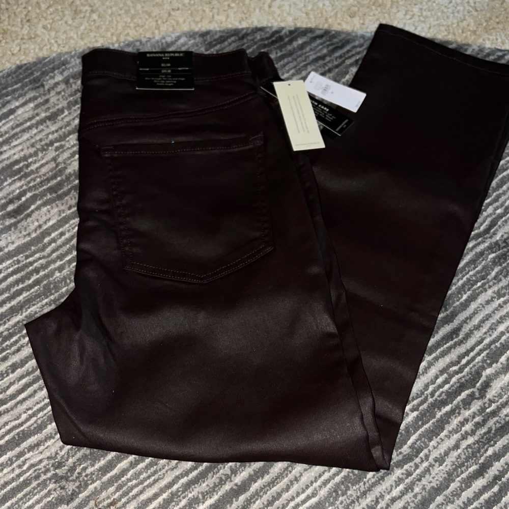 Banana Republic Slim Fit Dark Brown Coated Pants /NWT